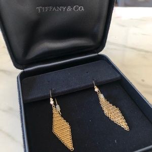 Tiffany Gold and Diamond Elsa Peretti Mesh Earrings (New in Original Box)